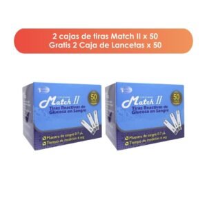 Oferta 2 Cajas de Tiras match II x 50 Gratis 2 cajas de lancetas x 50