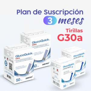Plan de suscripción 3 meses de Tiras para Glucometro G30a _ 100 tiras Glucoquick G30a + 100 lancetas