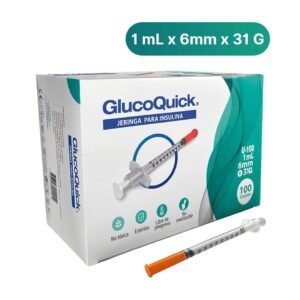 Caja por 100 jeringas para insulina GlucoQuick 1ml 31G x 6mm
